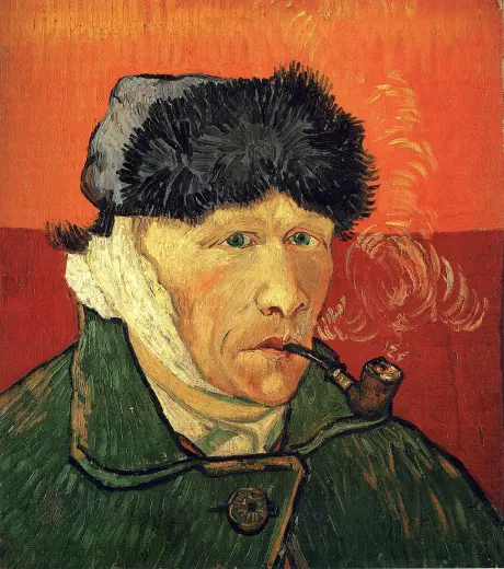 Vincent van Gogh self-portrait with bandaged ear for Van Gogh presentation
